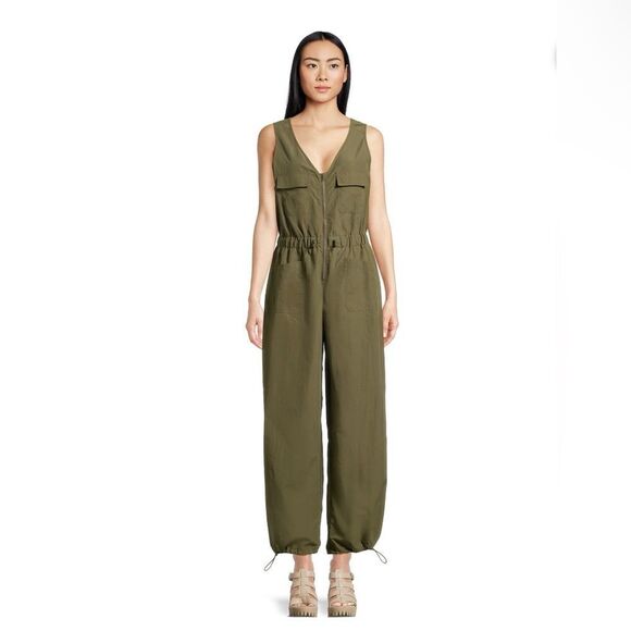 Madden NYC Juniors Olive Parachute Pants Sleeveless Jumpsuit Size Large 6 0453 - Picture 16 of 16